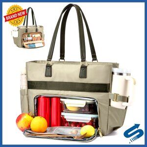 Insulated Lunch Tote Work Bag with Laptop Sleeve 18 Pockets Teacher Office